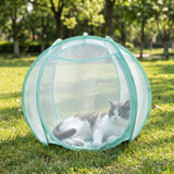 SpinnyMew mint green cat playpen in the park