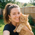 Happy customer with her cat